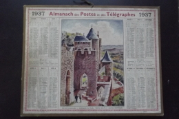 Almanach Postes Et Telegraphes 1937 Cite De Carcassonne Carte Yonne Oberthur - Grand Format : 1921-40