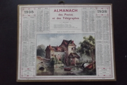 Almanach Postes Et Telegraphes 1938  Moulin Des Tracreniers Carte Yonne Oberthur - Grand Format : 1921-40