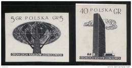 POLAND 1957 UNITED NATIONS 2 BLACK PRINTS IMPERFORATED NHM ONZ UN UNO NACIONES UNIDAS UNIES NAZIONI UNITE - Proeven & Herdruk