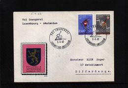 Luxembourg 1962 Flight Luxembourg - Amsterdam - Storia Postale