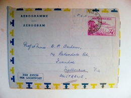 Cover From Belgisch Congo Belge Aerogramme 1958 Sent To Australia Plane Avion - Brieven En Documenten