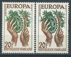 [16] Variété : N° 1122 Europa 1957 Vert-jaune Au Lieu De Vert Foncé + Normal  ** - Ongebruikt