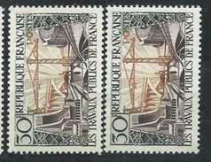 [16] Variété : N° 1114 Travaux Publics Bistre-gris Au Lieu De Bistre-jaune + Normal  ** - Unused Stamps
