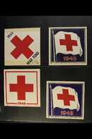 RED CROSS WORLD EPHEMERA COLLECTION On Stock Pages, Inc USA Gummed Labels, Large Window Labels, Book Marks, Membership & - Unclassified