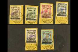 1919 Comet To Right Handstamps Complete Set (SG 96/101, Michel 47/52 III), Very Fine Used On Pieces Tied By Full "Shkodr - Albanie