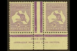 1932 9d Violet Roo (SG 133), ASH IMPRINT PAIR, Plate 3 - First State, BW 29z, Mint (stamps Never Hinged). For More Image - Andere & Zonder Classificatie