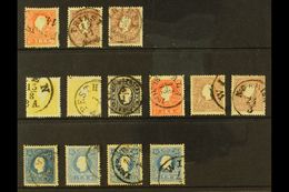 1858-1859 USED GROUP On A Stock Card, Inc 1858 Type I 5k & 10k (x2) And 1859 Type II 2k (x2, One Signed Diena), 3k Black - Autres & Non Classés