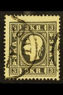 1858-59 3k Black Type Ib (Michel 11 Ib, SG 23), Fine Used, Very Fresh, Expertized A. Diena. For More Images, Please Visi - Other & Unclassified