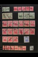 1882-1897 LATE FEE POSTMARKS. An Unusual Collection Of Used Stamps On A Stock Page, All With Boxed "LATE FEE" Postmarks. - Barbades (...-1966)