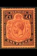 1918 £1 Purple And Black On Red, SG 55, Superb Never Hinged Mint.  For More Images, Please Visit Http://www.sandafayre.c - Bermudas