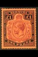 1918 £1 Purple And Black On Red, SG 55, Superb Never Hinged Mint.  For More Images, Please Visit Http://www.sandafayre.c - Bermudes