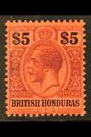 1913-21 $5 Purple & Black/red, SG 110, Very Fine Mint For More Images, Please Visit Http://www.sandafayre.com/itemdetail - British Honduras (...-1970)