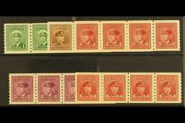 1942/3 1c - 4c War Effort Coil Strips Of 4, Imperf X Perf 8, Uni 263/7 (SG 389/93), Superb Never Hinged Mint. (5 Strips) - Other & Unclassified