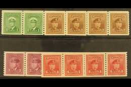 1948 1c - 4c War Effort Coil Strips Of 4, Imperf X Perf 9½, Uni 278/81 (SG 397/8a) Superb NHM. (4 Strips) For More Image - Other & Unclassified