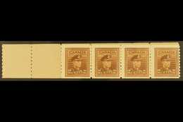1948 2c Brown Coil Leader Strip Of 4, Imperf X Perf 9½, Uni 279, Very Fine Mint, 3 Stamps NHM For More Images, Please Vi - Altri & Non Classificati