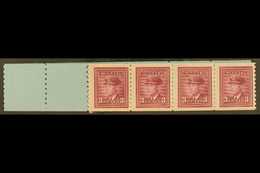 1948 3c Purple Coil Leader Strip Of 4, Imperf X Perf 9½, Uni 280, Very Fine Mint, 3 Stamps NHM. For More Images, Please  - Autres & Non Classés