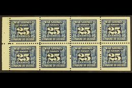 REVENUE STAMPS WAR SAVINGS 1940-41 25c Blue, White Gum, Complete Pane Of 8, Van Dam FWS5c, Never Hinged Mint, A Few Mark - Altri & Non Classificati
