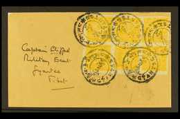 TIBET 1933 ½t Yellow Orange, Imperf, SG 98, Superb Block Of 8 Tied On Front By Gyantse Native Cds Cancels, Addressed To  - Andere & Zonder Classificatie