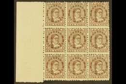 1893-1900 1d Brown Queen, SG 5, A Superb Left Marginal Block Of Nine, Fine Mint With Eight Being Never Hinged, Very Mino - Cookinseln