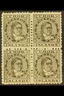 1902 5d Olive-black Queen, SG 33, Fine Mint Block Of Four With Lower Pair Being Never Hinged. For More Images, Please Vi - Islas Cook