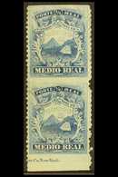 1875 ½r Blue, Plate II, Lower Marginal Pair Showing Variety "IMPERF HORIZONTALLY", Scott 1b (SG 2a), Fine Mint Large Par - Costa Rica