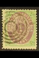 1873 1c Dull Purple Violet  And Emerald Green, 1st Printing, SG 8 (Facit 5a), With Neat Target Cancel, Signed Buhler. Fo - Deens West-Indië