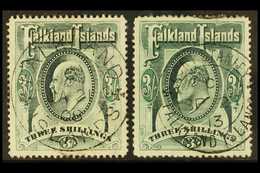1904-12 3s Green & 3s Deep Green, SG 49/49b, Very Fine Used (2 Stamps) For More Images, Please Visit Http://www.sandafay - Falklandinseln