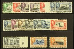 1938-50 Definitives Complete Basic Set From ½d To 10s, SG 146/162, Very Fine Mint, The 2s6d Is Never Hinged Mint Margina - Falklandeilanden