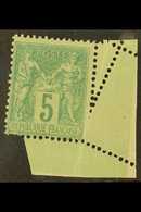 1876-85 5c Green "Peace And Commerce" Type II (SG 228) From The Low- Right Sheet Corner Showing PAPER- FOLD PERFORATING  - Autres & Non Classés