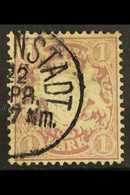 BAVARIA 1876-79 1m Pale Mauve With "M" And "A" Of "MARKE" Joined PLATE FLAW, Michel 43 I, Cds Used, Signed Sorani. For M - Altri & Non Classificati