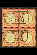 1872 1g Rose-carmine Small Shield (Michel 4, SG 5), Fine Used BLOCK Of 4 Cancelled By Two Boxed "Hohenstein - Ernstthal" - Andere & Zonder Classificatie