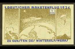 ROCKET MAIL 1934 1m Olive & Blue (Watermarked) Imperf, Zwisler 6A2b, Never Hinged Mint With 4 Wide Margins. Only Eight P - Other & Unclassified