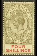 1921-27 (wmk Mult Script CA) 4s Black And Carmine, SG 100, Very Fine Mint. For More Images, Please Visit Http://www.sand - Gibraltar