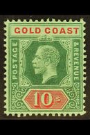 1913-21 10s Green And Red On Green, SG 83, Fine Mint.  For More Images, Please Visit Http://www.sandafayre.com/itemdetai - Gold Coast (...-1957)