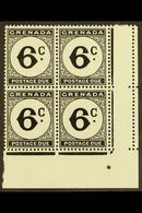 POSTAGE DUE 1952 6c Black Block Of Four With One Stamp Having ST EDWARDS CROWN WATERMARK ERROR, SG D17+17b, Never Hinged - Grenada (...-1974)