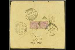 USED ABROAD Bushire 1920 (12th Oct) Cover To Bombay Bearing Two KEVII 2a Mauve Tied By  Two "Bushire" Squared Circle Pos - Other & Unclassified