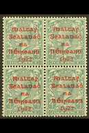 1922 DOLLARD 4d Grey-green With Carmine Overprint, SG 6c, Superb Nhm Block Of Four. For More Images, Please Visit Http:/ - Andere & Zonder Classificatie