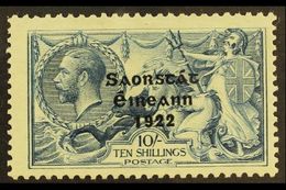 1922 THOM 10s Dull Grey Blue Seahorse With Wide Date, Showing RETOUCH TO 10/- (8/1), SG 66, Hib. T61ba, Very Fine Mint,  - Other & Unclassified