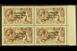 1925 2s 6d Chocolate Brown, SG 83, Marginal Block Of 4 Showing The Variety "Wide And Narrow Date" As 2 Vertical Pairs, S - Other & Unclassified