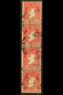 1946 COIL STAMPS 1d Carmine Perf 15 X Imperf, Watermark Upright SG 112c, Fine Cds Strip Of Four, Well Centered. For More - Andere & Zonder Classificatie