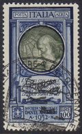 1932 100L Blue And Olive Dante Society Air Post, Sassone 41, Superb Genuine Used With Lovely Illustrated Air Cruise Circ - Non Classificati