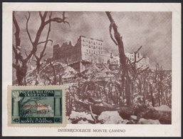 POLISH CORPS IN ITALY 1954 10th Anniversary Of Monte Cassino, 45gr Dark Green , Variety "ovptd In Vermilion", Sass 7, Ve - Zonder Classificatie