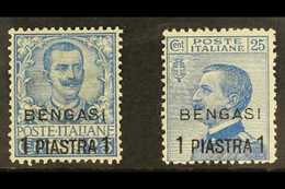 POST OFFICES IN LIBYA BENGHAZI - 1901 1pi On 25c & 1911 1pi On 25c, Sassone 1/2, Very Fine Mint (2). For More Images, Pl - Autres & Non Classés