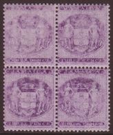 1874 POSTAL FISCAL 3d Purple On Lilac SG F6, Mint Block Of Four With Three Being NHM, Usual Rubbing.  For More Images, P - Jamaica (...-1961)