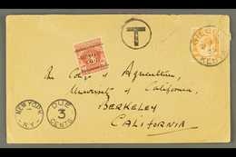 1935 UNDERPAID MAIL TO USA Delightful Envelope To California, Bearing 20c Orange Tied Gilgil/Kenya Cds, And On Arrival A - Vide