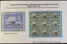 1949 10c Black And Green, Perf 13 X 11¾, SG 135, A Superb Never Hinged Mint Block Of Nine With The Centre Stamp Showing  - Vide