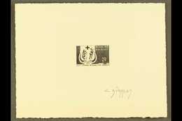 1966 SIGNED SUNKEN IMPERF DIE PROOF For The 20f World Leprosy Day (Yvert 418, SG 110), Printed In Black On Card, Overall - Other & Unclassified