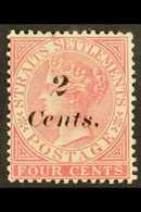 1883 2c On 4c Rose, SG 61, Fresh Mint. For More Images, Please Visit Http://www.sandafayre.com/itemdetails.aspx?s=603654 - Straits Settlements