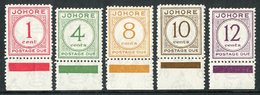 JOHORE 1938 Postage Due Set Complete, SG D1/5, Very Fine And Fresh Bottom Marginal Mint (5 Stamps) For More Images, Plea - Other & Unclassified