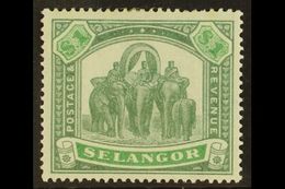 SELANGOR 1895 $1 Green And Yellow Green Elephants, SG 61, Very Fine And Fresh Mint. For More Images, Please Visit Http:/ - Altri & Non Classificati
